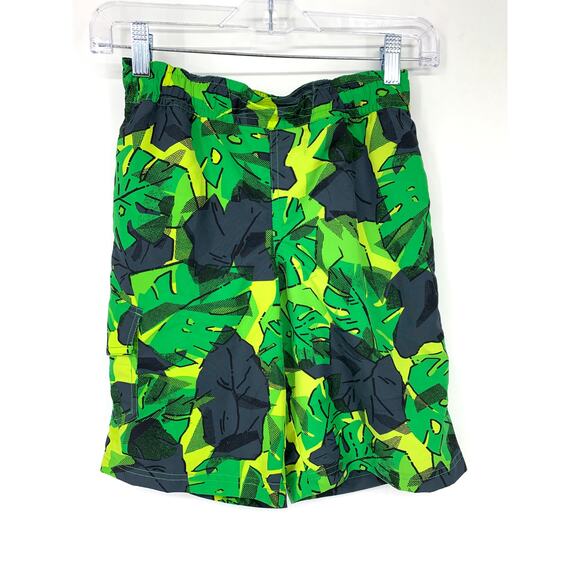 Columbia Shorts Boys OMNI-SHADE Size M Tropical Leaf Pull On Swim Green/Black - Picture 1 of 5